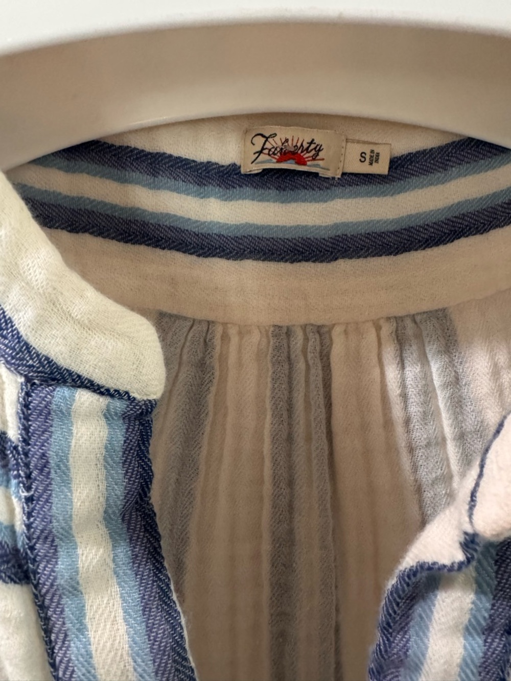 Faherty Cream and Light Blue Striped Midi Dress - Picture 6 of 9